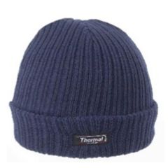 Adults Ribbed Knitted Thermal Ski Hat Navy 60293