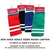 Adult Midi Socks Mixed Carton 16 Pces