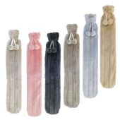 Long Hot Water Bottles with Luxury Faux Fur Cover - Assorted Colours 