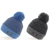 Mens Thermal Knitted Bobble Hat Asstd Colours 