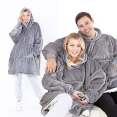 Grey Eskimo Oversized Reversible Sherpa Hoodie BAC189180
