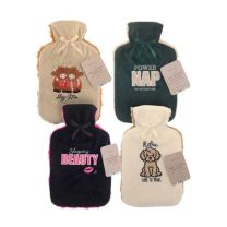 Country Club Hot Water Bottles with Plush Applique Sherpa Reverse Cover 48 Pce 
