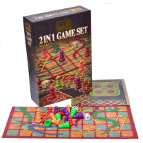2 In 1 Snakes & Ladders & Ludo Game Set In Colour Box