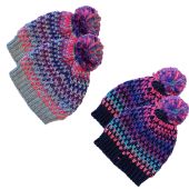Ladies Multi Coloured Knitted Bobble Hat