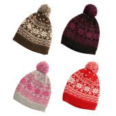 Adults Knitted Ski Hat With Pom Pom