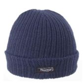 Adults Ribbed Knitted Thermal Ski Hat Navy 