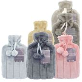 Hot Water Bottles with Luxury Faux Fur Cover - Assorted Colours