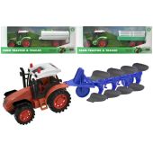 Friction Tractor & Trailer Or Plough - 3 Assorted
