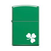 Zippo White Shamrock On Green Base Lighter 