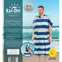 Adult Beach Changing Robe Ezi-Dri Poncho Blue Stripe Design BPV210990