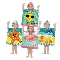  Item : Poncho Pal Hooded Beach and Bath Robes

Design : New Assorted

Mix : 4 Designs mixed per outer

Size : Toddler Mini - 50 x 100 cm

Age : 18 months - 3 years

UV Sun protection factor of 40+

Composition : Microfibre

Wash Instruction