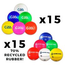 GAA SCORE MORE GAELIC FOOTBALLS 30 UNITS MIXED RECYCLED RUBBER
