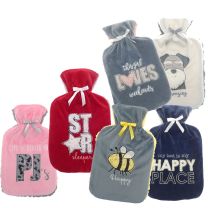 Hot Water Bottles with Soft Sherpa Cover - Assorted Designs HWB165627