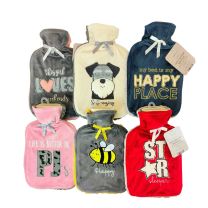 Hot Water Bottles with Soft Sherpa Cover - Assorted Designs HWB165627