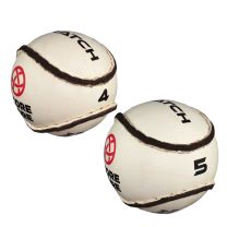 GAA SCOREMORE Real Leather Hurling Match Sliotar 4 and 5 White x 12 msliotar12