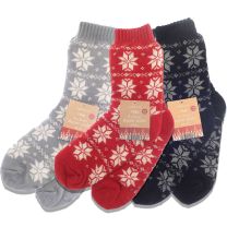 Fur Lined Festive Slipper Socks Mix 24 units 