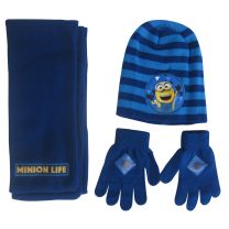 Minions 3 Pcs Set Hat, Scarf & Gloves Boys Light/Dark Blue