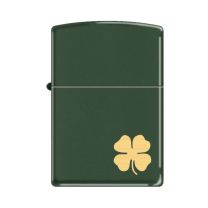 Zippo Gold Clover On Forest Green Base Lighter 