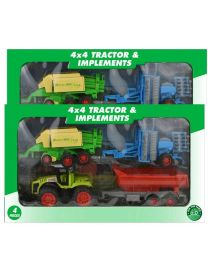 4x4 Friction Tractor & Implements (4pcs) Playset
